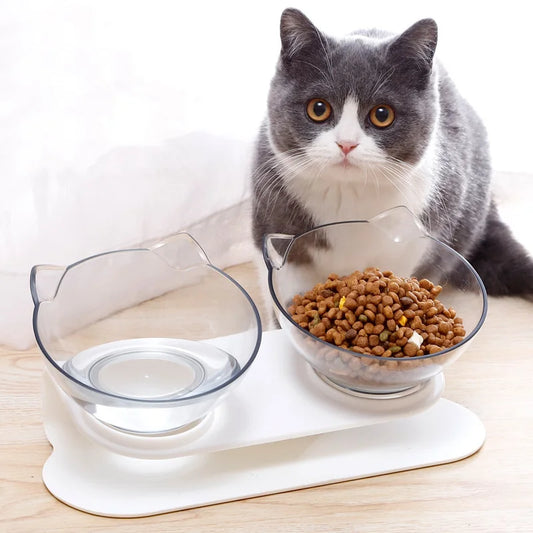 Non-Slip Double Cat Bowl with Inclined Stand