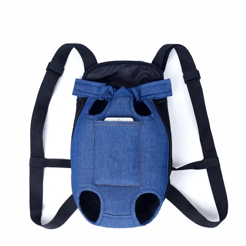 Denim Pet Backpack Carrier for Small Dogs & Cats