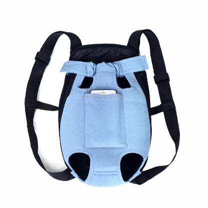 Denim Pet Backpack Carrier for Small Dogs & Cats