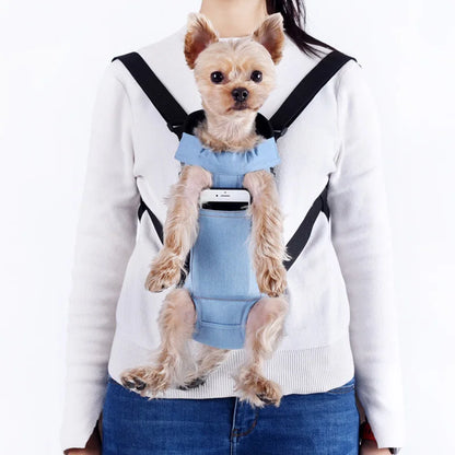 Denim Pet Backpack Carrier for Small Dogs & Cats