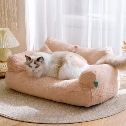 Cozy Pet Sofa Bed: Plush, Washable, Warm Cat Nest