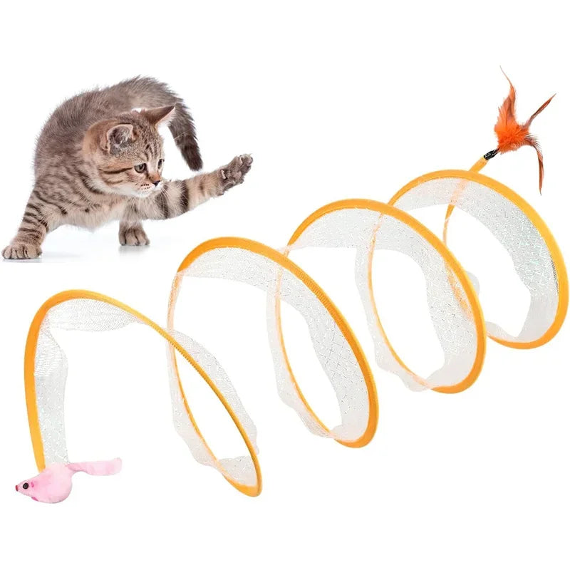 Outdoor Cat Tunnel with Balls & Crinkle Toy - Foldable