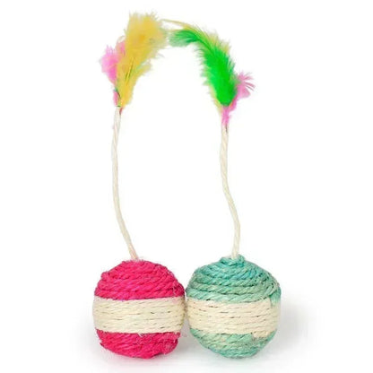 Interactive Sisal Cat Toy Ball with Feather - Kitten Training & Scratching