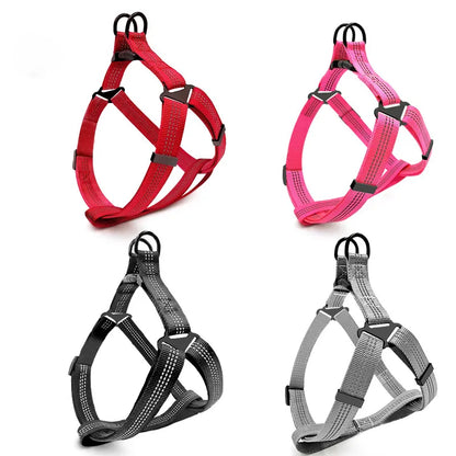 Adjustable Reflective Dog Y-Harness & Leash Set