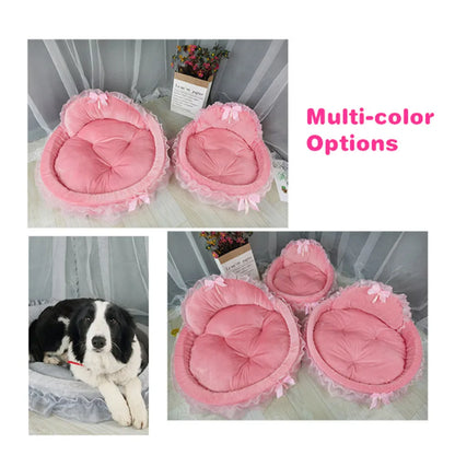 Hanpanda Pink Princess Lace Dog Bed - Detachable Oval