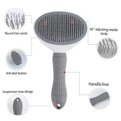 Pet Hair Remover Brush - Stainless Steel for Dogs & Cats