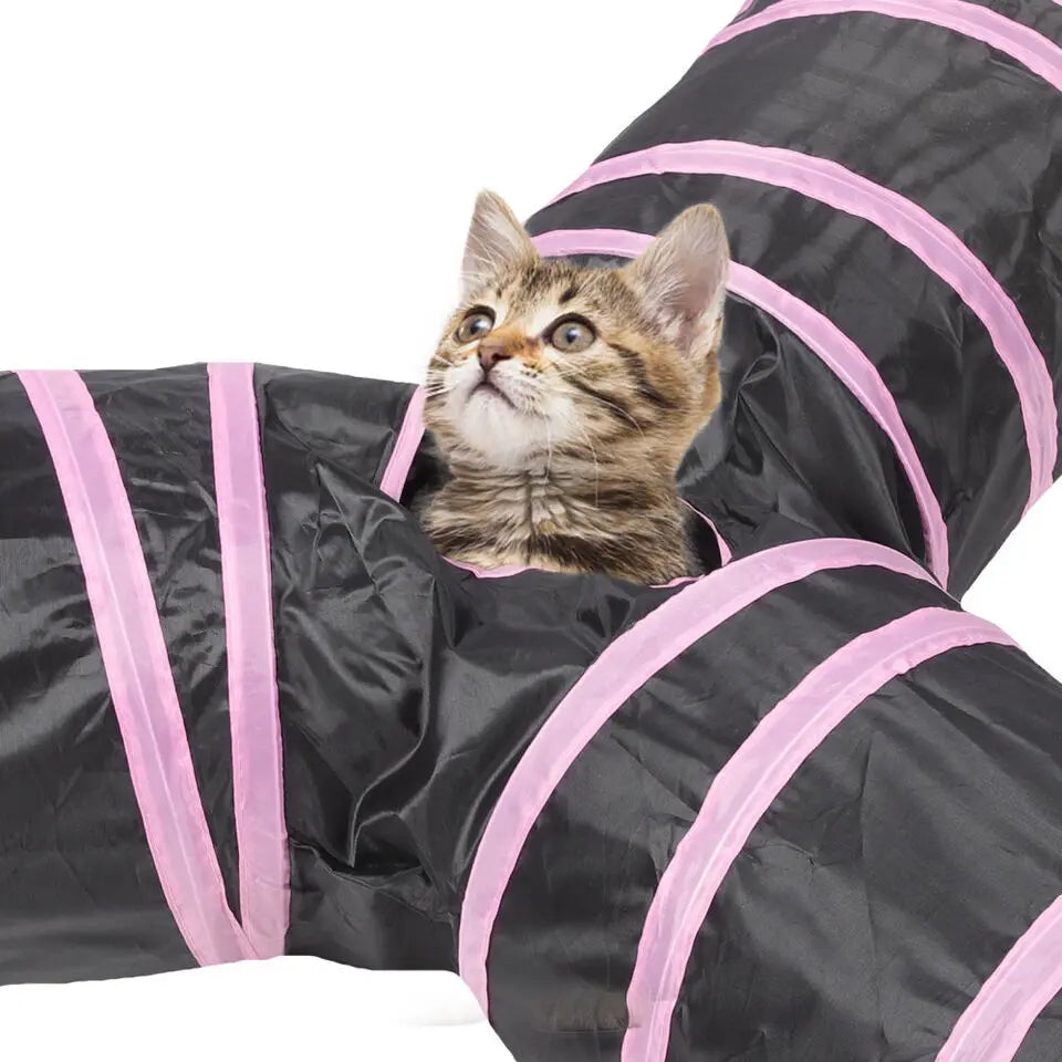 Foldable Cat Play Tunnel with Crinkle Toy - Wear-Resistant