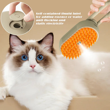 3-in-1 Pet Grooming Steam Brush | Hair & Massage Comb