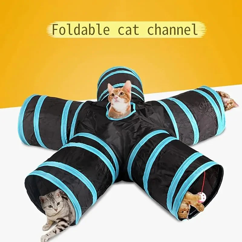 Foldable Cat Play Tunnel with Crinkle Toy - Wear-Resistant