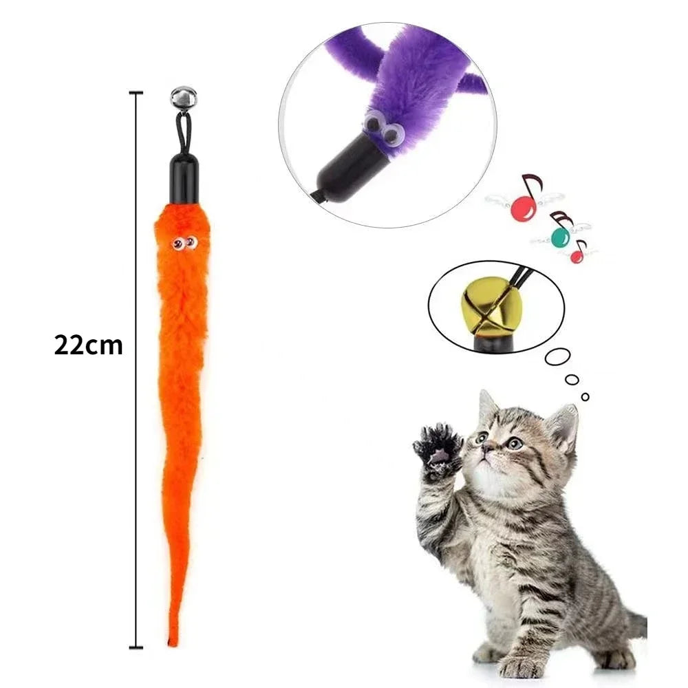 Interactive Cat Feather Toy with Bell & Refill