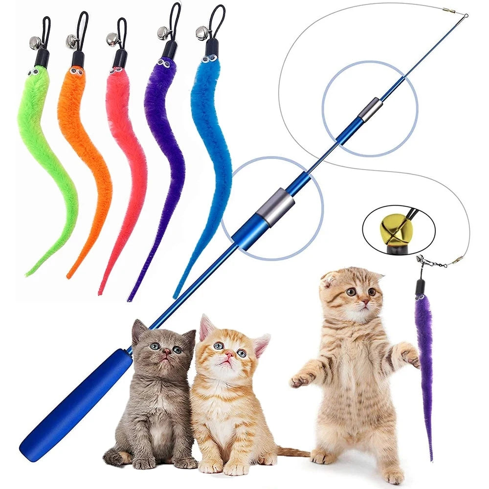 Cat Stick Toy Replacement Head - Plush Worm Accessories