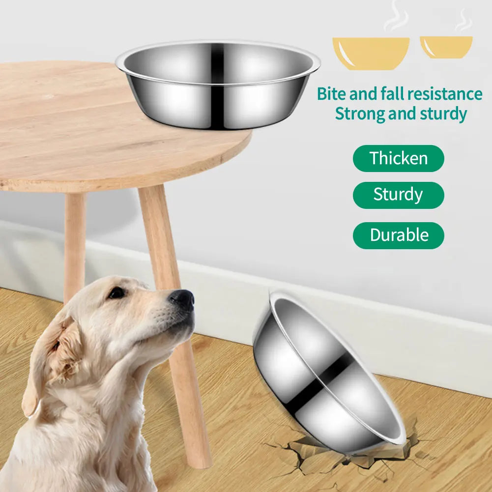 Large Capacity Dog Bowl Stainless Steel Pet Feeding Bowl