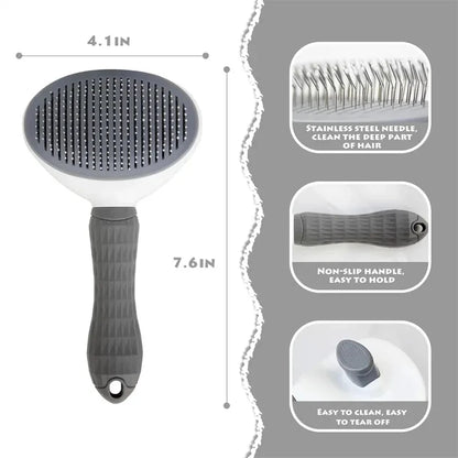 Double Sided Pet Grooming Brush with Wipes | Cat Dog Hair Removal Comb