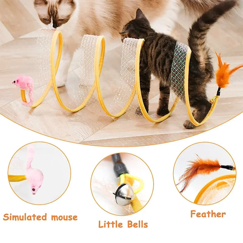 Outdoor Cat Tunnel with Balls & Crinkle Toy - Foldable