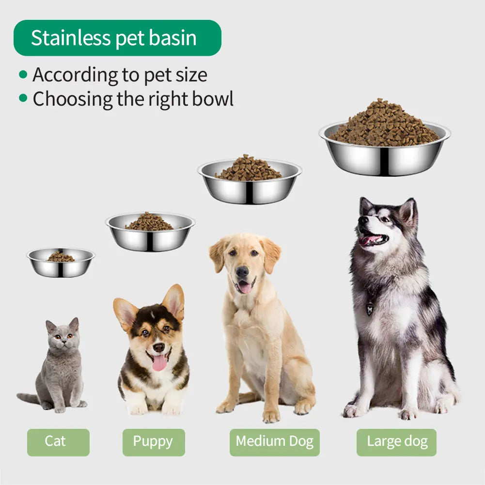 Large Capacity Dog Bowl Stainless Steel Pet Feeding Bowl