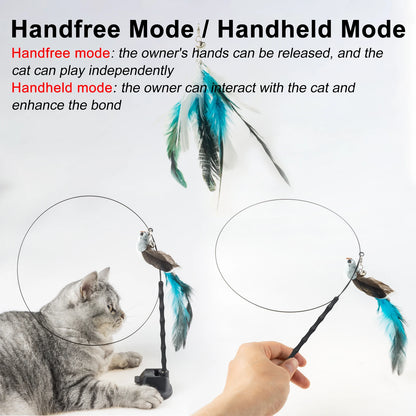 Interactive Feather Cat Wand Toy with Bell & Suction Cup