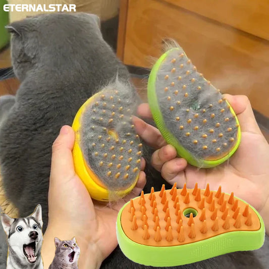 3-in-1 Electric Pet Grooming Brush with Steamy Spray