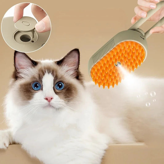 3-in-1 Pet Grooming Steam Brush | Hair & Massage Comb