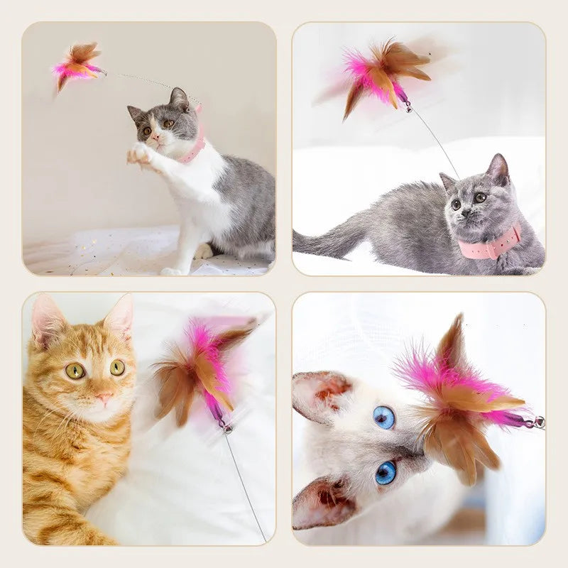 Feather Teaser Stick with Bell - Fun Cat Toy for Kittens