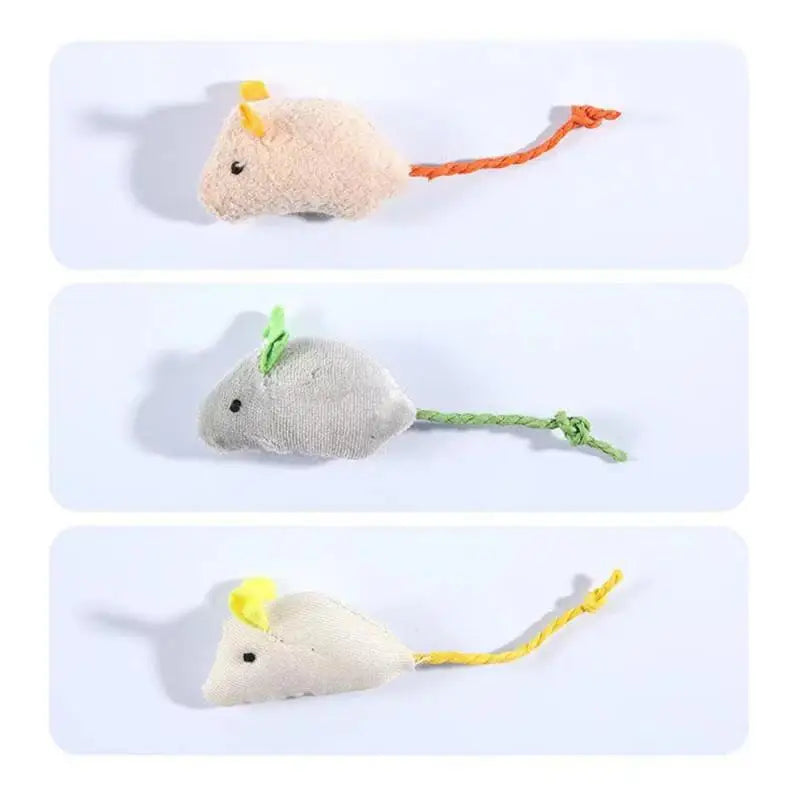 Plush Cat Toy - Cute Mini Mice Design for Kittens & Cats