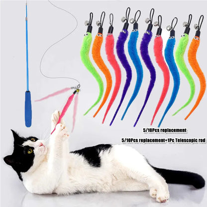 Cat Stick Toy Replacement Head - Plush Worm Accessories