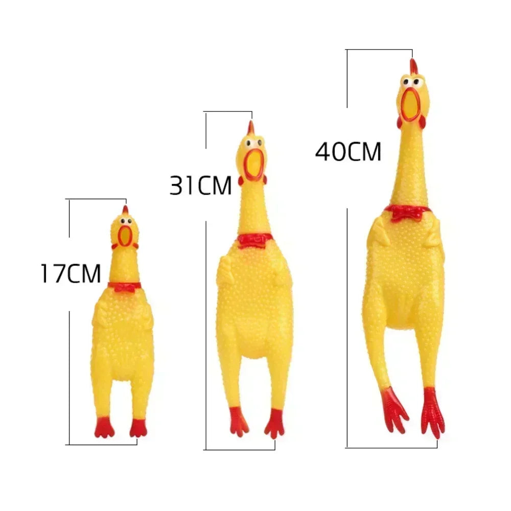 Yellow Rubber Screaming Chicken Dog Toy – Fun & Durable