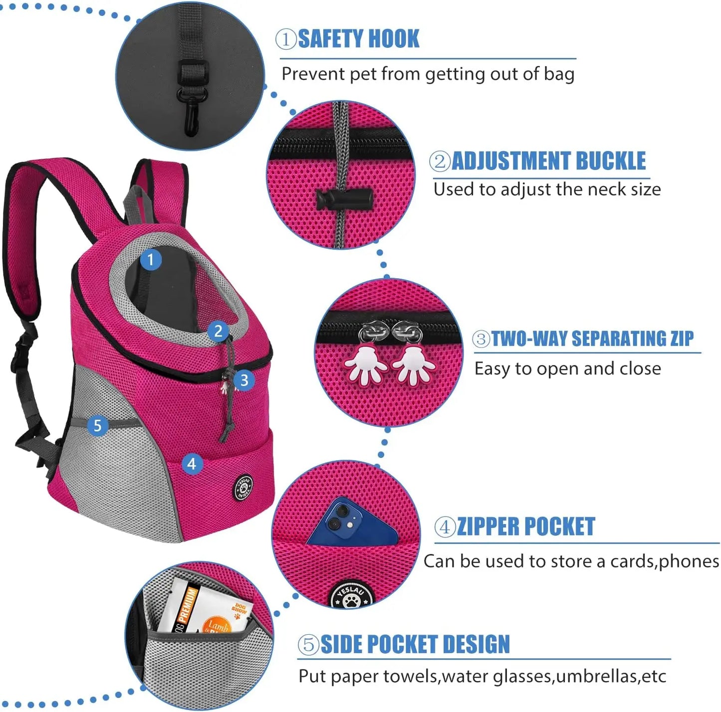 Portable Dog Backpack Carrier - Breathable Travel Bag for Pets