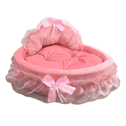 Hanpanda Pink Princess Lace Dog Bed - Detachable Oval