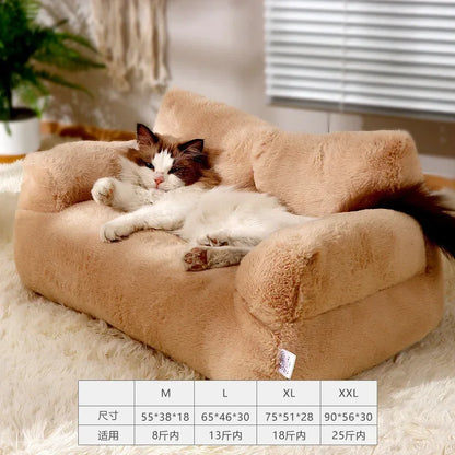 Cozy Pet Sofa Bed: Plush, Washable, Warm Cat Nest