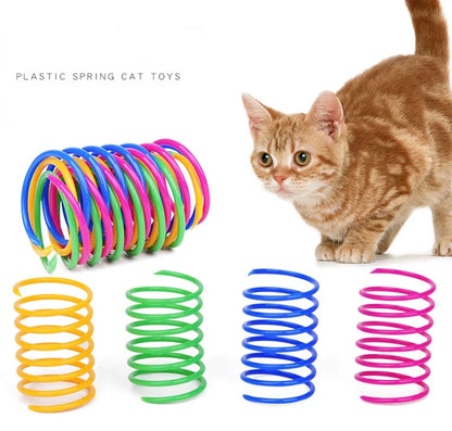 Interactive Kitten Coil Springs Toy - Colorful Pet Play Toy