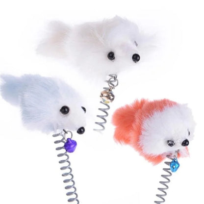 Interactive Cartoon Feather Rod Cat Toy with Bell