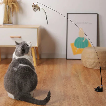 Interactive Feather Bird Cat Toy with Bell - Teaser Wand for Kittens