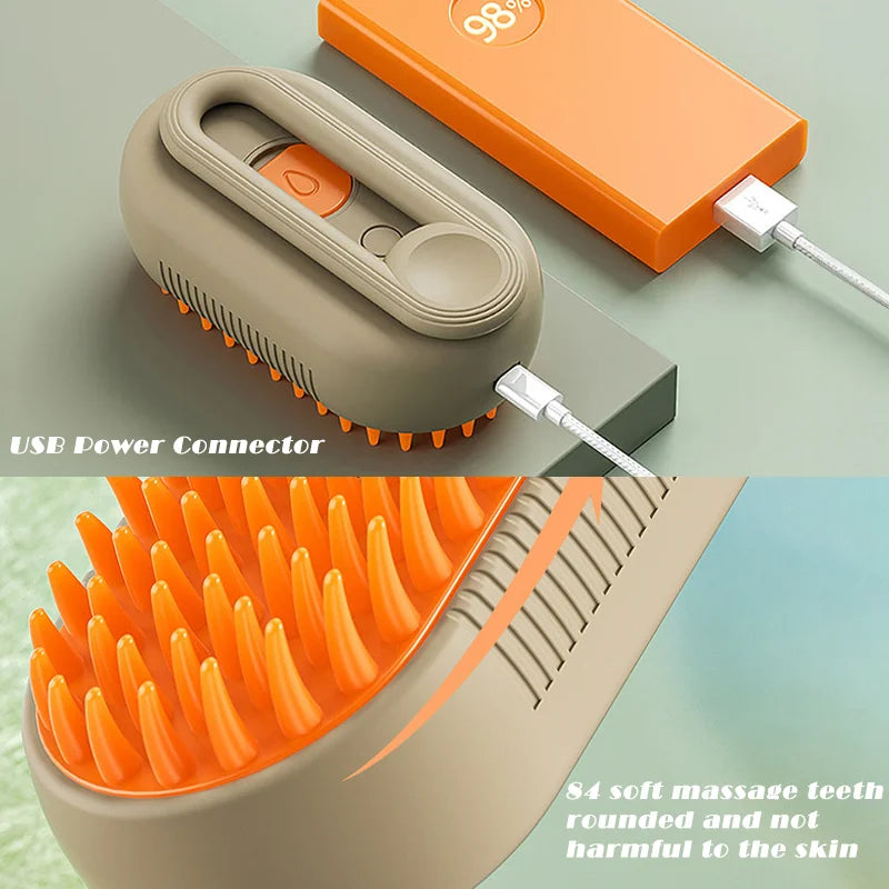 3-in-1 Pet Grooming Steam Brush | Hair & Massage Comb