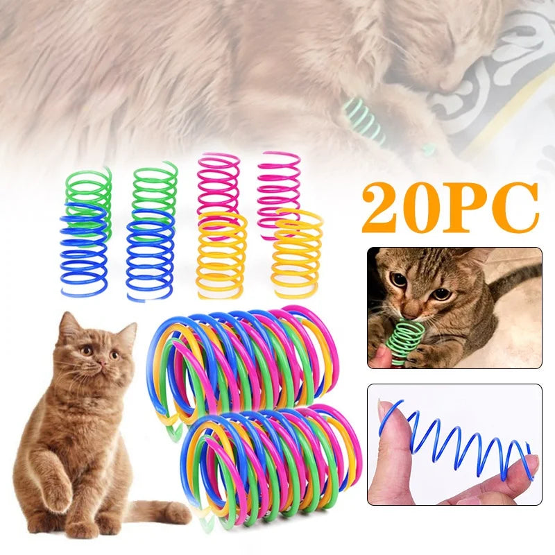 Interactive Kitten Coil Springs Toy - Colorful Pet Play Toy