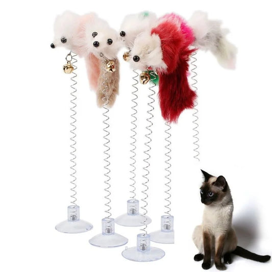 Interactive Cartoon Feather Rod Cat Toy with Bell