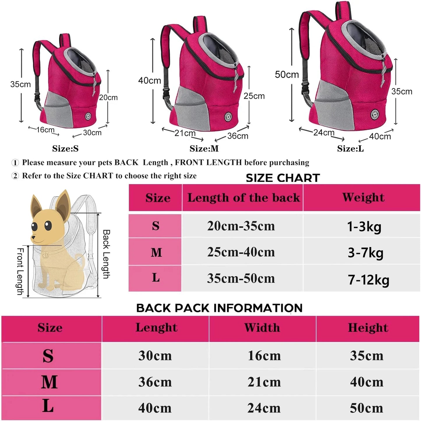 Portable Dog Backpack Carrier - Breathable Travel Bag for Pets