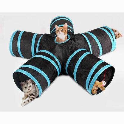 Foldable Cat Play Tunnel with Crinkle Toy - Wear-Resistant