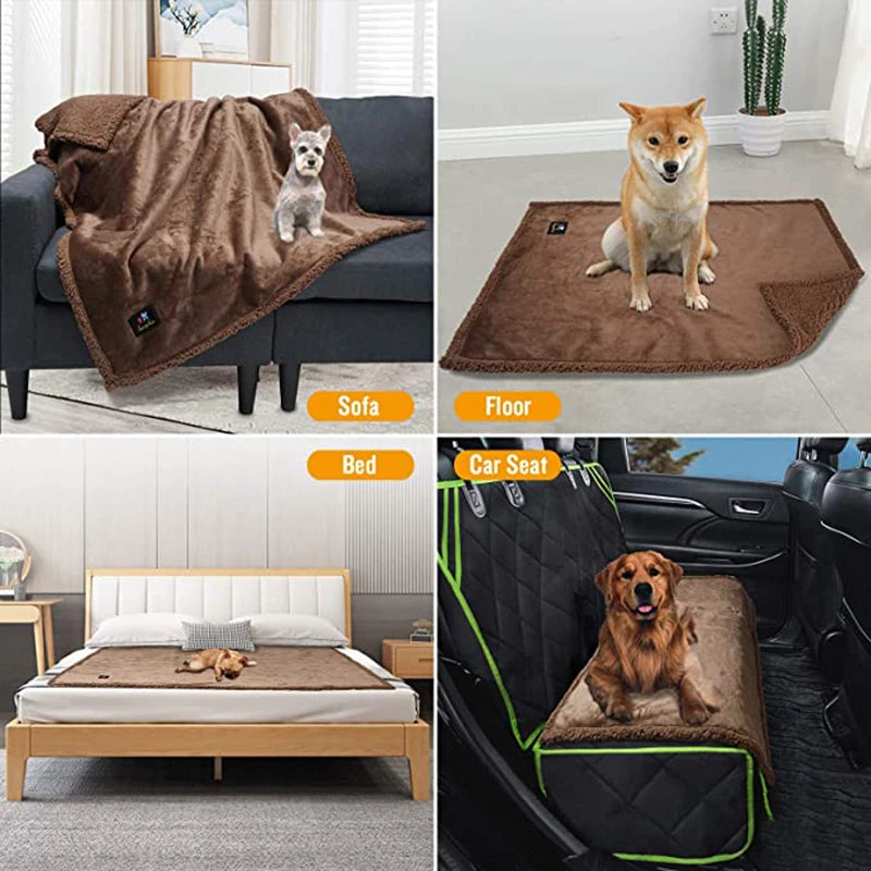 Waterproof Reversible Pet Blanket - Sherpa Fleece Dog Couch Protector