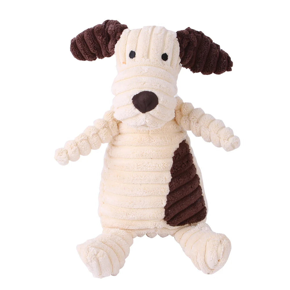 Plush Squeaky Dog Toy – Bite-Resistant Corduroy