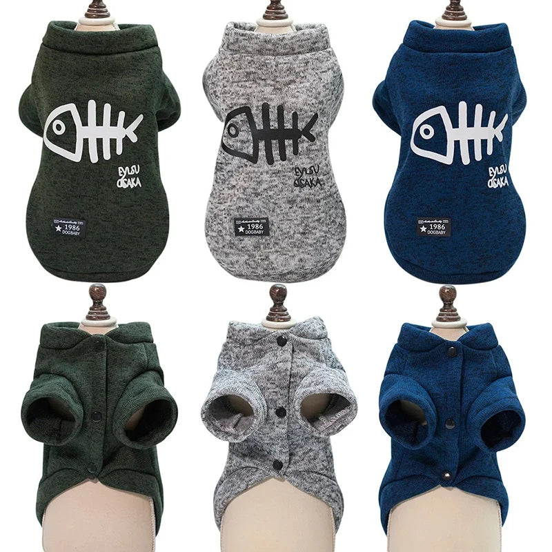 Winter Fishbone Pet Sweatshirt - Cozy Dog & Cat Jacket