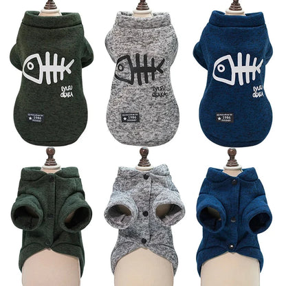 Winter Fishbone Pet Sweatshirt - Cozy Dog & Cat Jacket