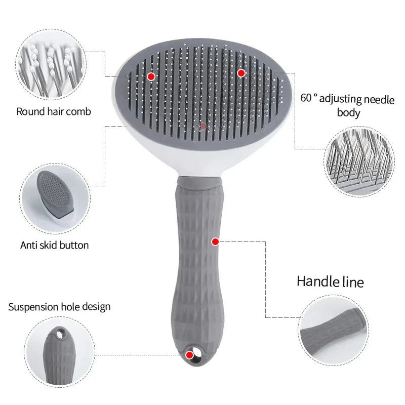 Double Sided Pet Grooming Brush with Wipes | Cat Dog Hair Removal Comb