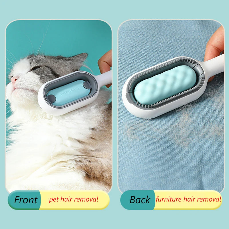 Double-Sided Pet Grooming Brush with Hair Wipes