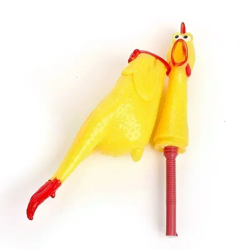 Yellow Rubber Screaming Chicken Dog Toy – Fun & Durable