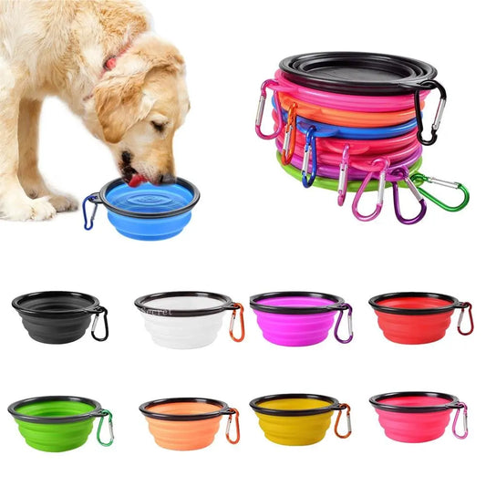 Portable Collapsible Pet Bowl with Carabiner | Travel