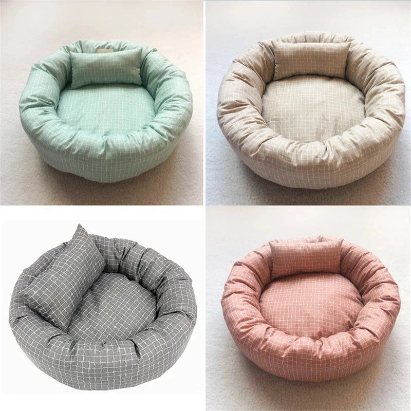 Round Pet Bed with Pillow – All Seasons Comfort