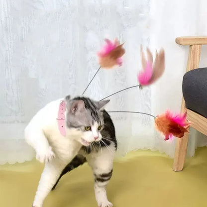 Feather Teaser Stick with Bell - Fun Cat Toy for Kittens