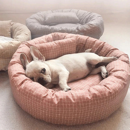 Round Pet Bed with Pillow – All Seasons Comfort