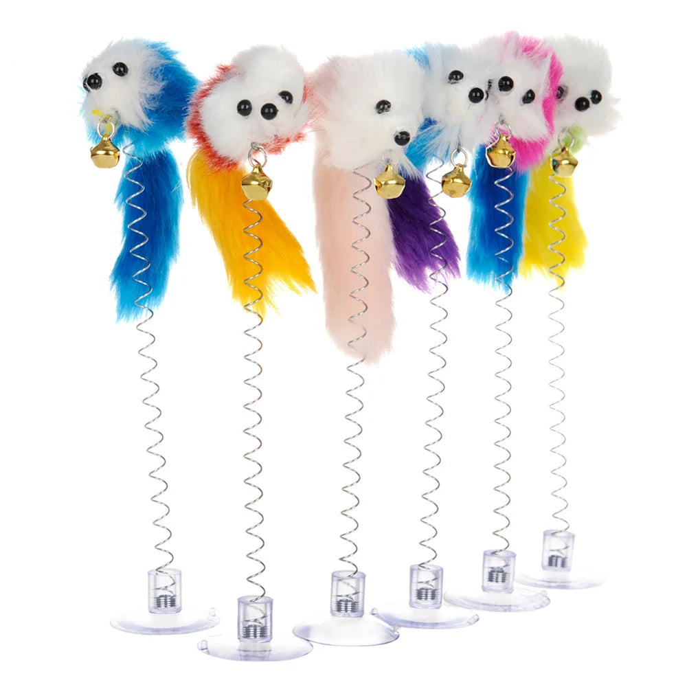 Interactive Cartoon Feather Rod Cat Toy with Bell