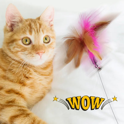 Feather Teaser Stick with Bell - Fun Cat Toy for Kittens